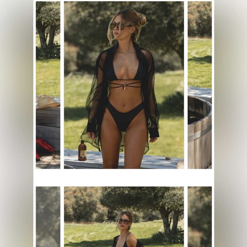 NWT Tan + Lines Palm desert cover up in black